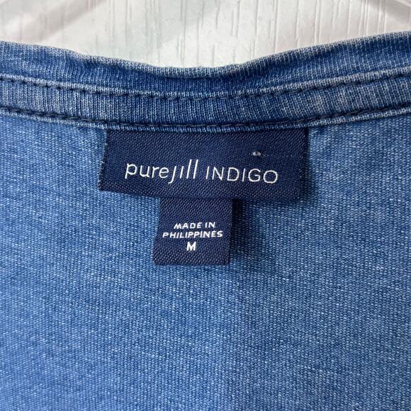 J.Jill Pure Jill Indigo Wms M Blue Cotton Knit Tunic Top Summer Minimalist - Picture 3 of 6